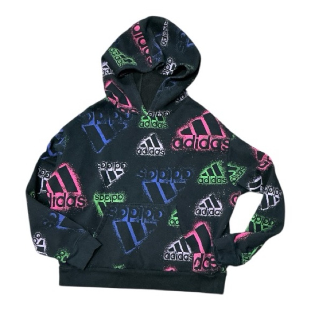 Adidas - EC -  Kids Black Hoodie with Multicolor Logo